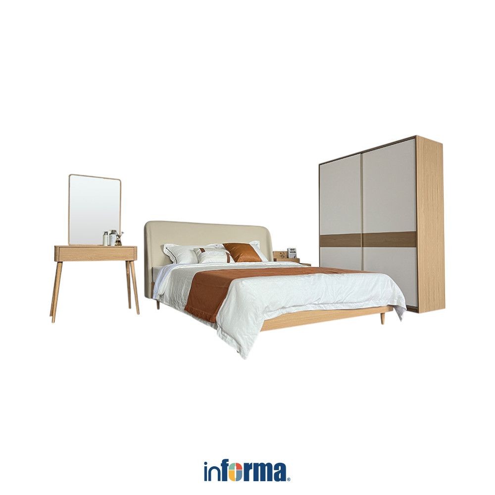 Informa 180X200 cm Colton Set Kamar Tidur Wood Set Bedroom Furniture Kamar Tidur Set Ranjang Lemari 