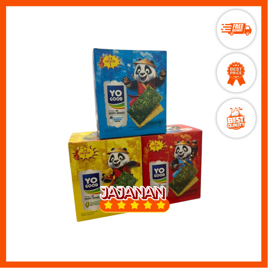 

Yo Good Rumput Laut Crispy Seaweed Jagung Bakar/Pedas/Garam isi 24+1x5.2gr | Jajanan Grosir Termurah