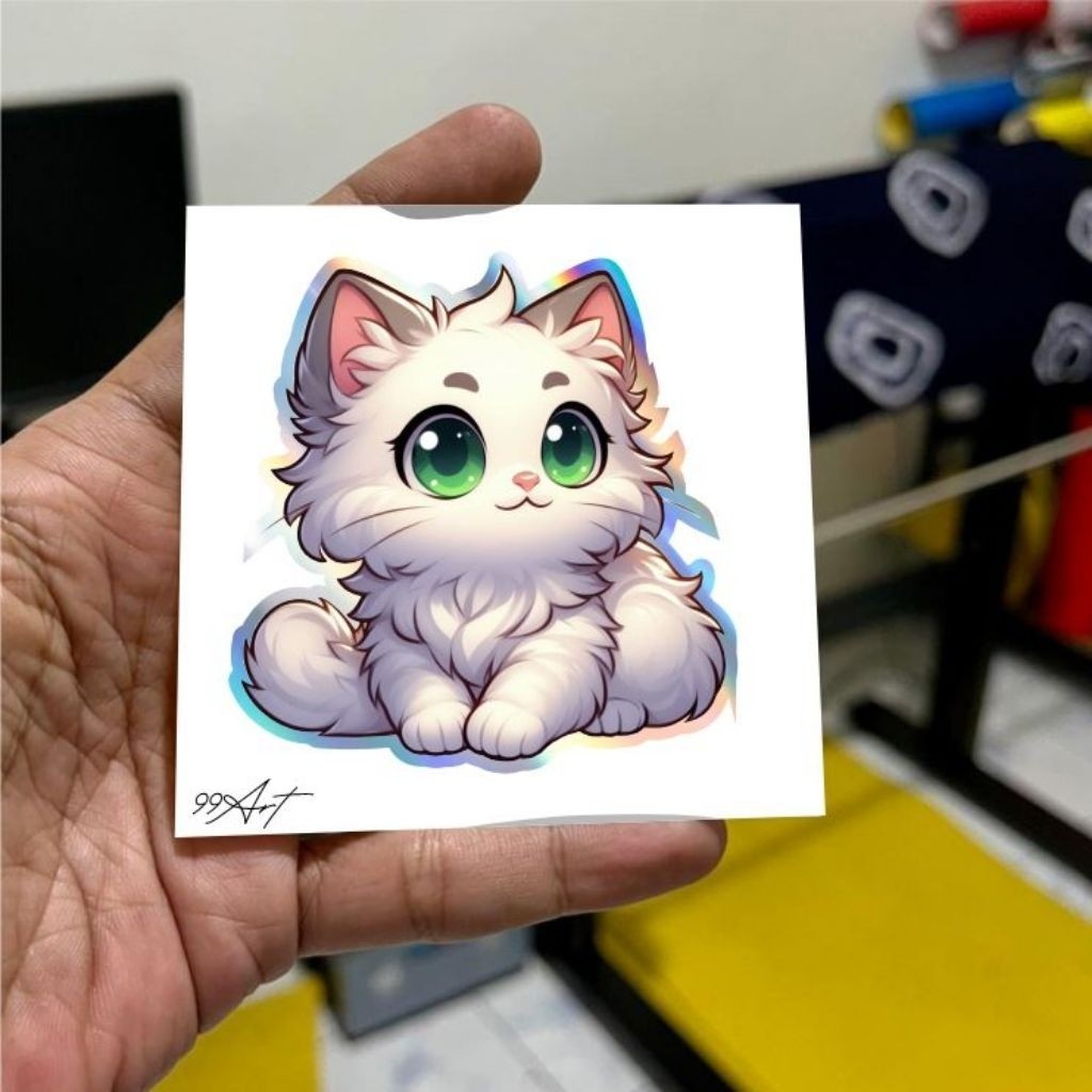 Stiker Kucing Lucu, Stiker Kucing Gemoy, Kucing, Kucing, Stiker Reflektive Nyala, Hp, Motor
