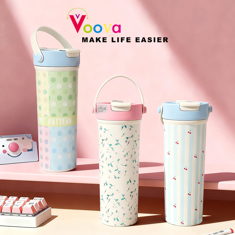 VOOVA Tumbler Stainless 580ml / Termos Air Tahan Panas dan dingin/ Botol Minum Serbaguna