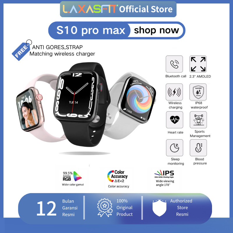 Laxasfit Smartwatch S10 Pro MAX 2.3" AMOLED Large touch Screen Bluetooth Call IP68 GPS&NFC Custom wa