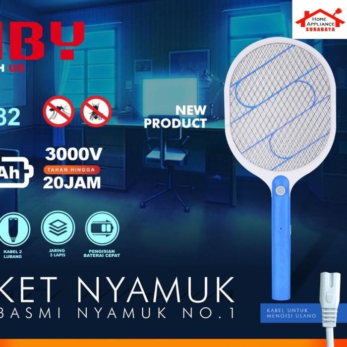 PROMO  LUBY Raket Nyamuk Listrik Charger Rechargeable - Baterai Lithium L-3881/3882/3883/3838/3839/3