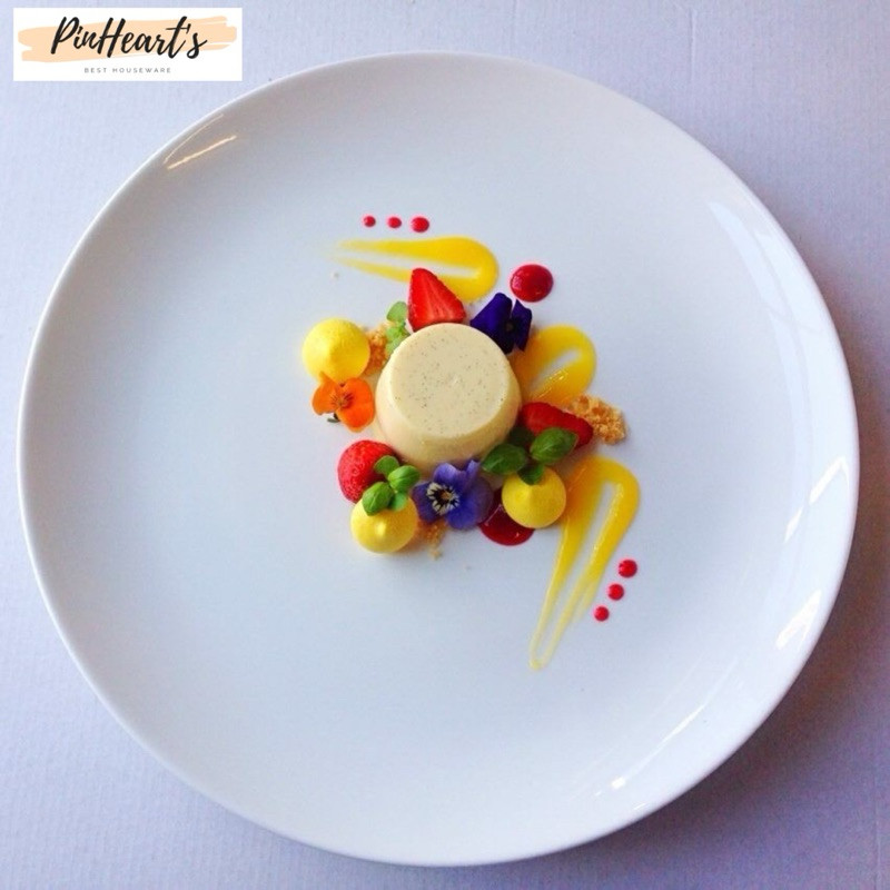 PIRING MAKAN KERAMIK TANITI BULAN POLOS PUTIH BULAT | PIRING BULAN KERAMIK TANITI POLOS