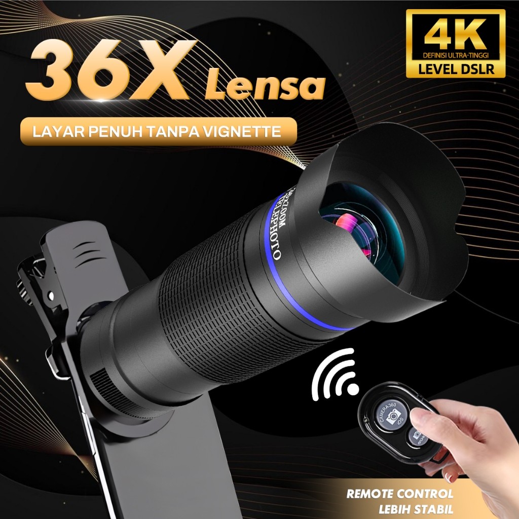 BYN - Camera Telecope Lens 36X Telephoto 3in1 Zoom Macro Fisheye Wide Angel Lens Kit For Cellphone h