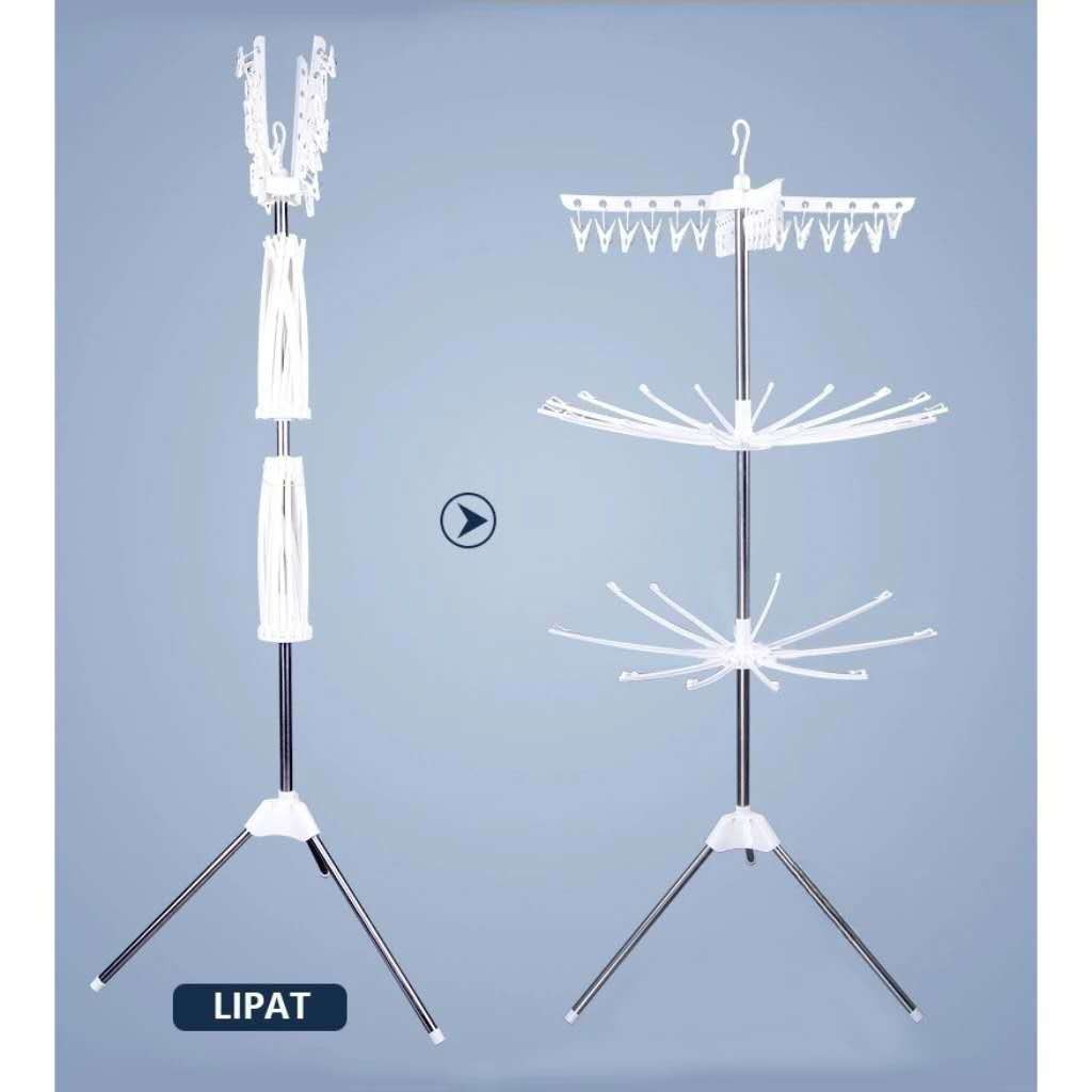 Jemuran Menara Portable Rak Lipat Susun Baju Bayi Handuk Kuat Minimalis Modern Hemat Ruangan