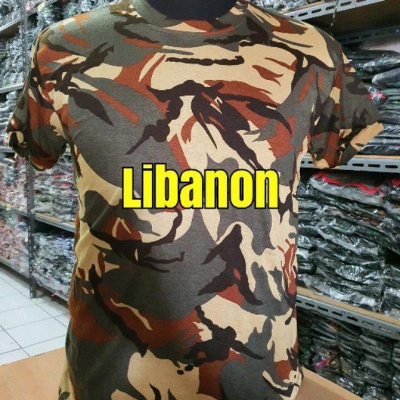 Kaos Loreng Libanon Lengan Pendek Pria Ukuran L-XL
