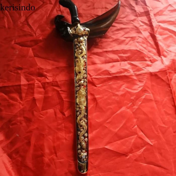 Set Warangka Pendok Keris Topengan Ukir Naga Merak Alusan Mewah KL6