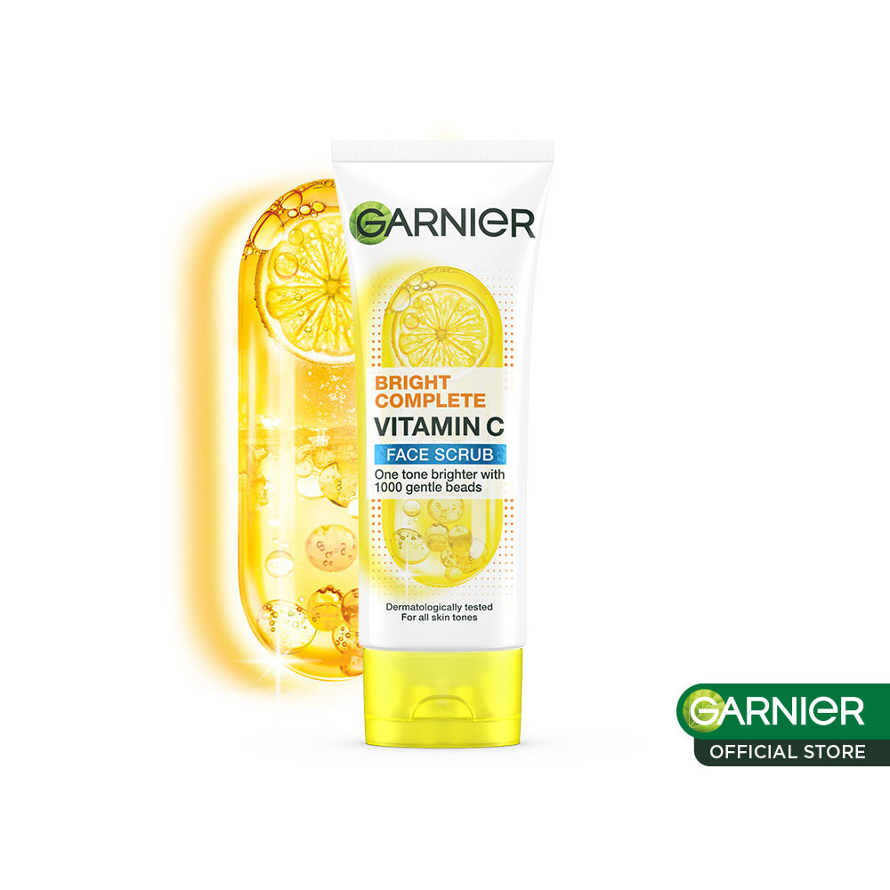GARNIER BRIGHT COMPLETE VIT C FACIAL WASH SCRUB 100mL