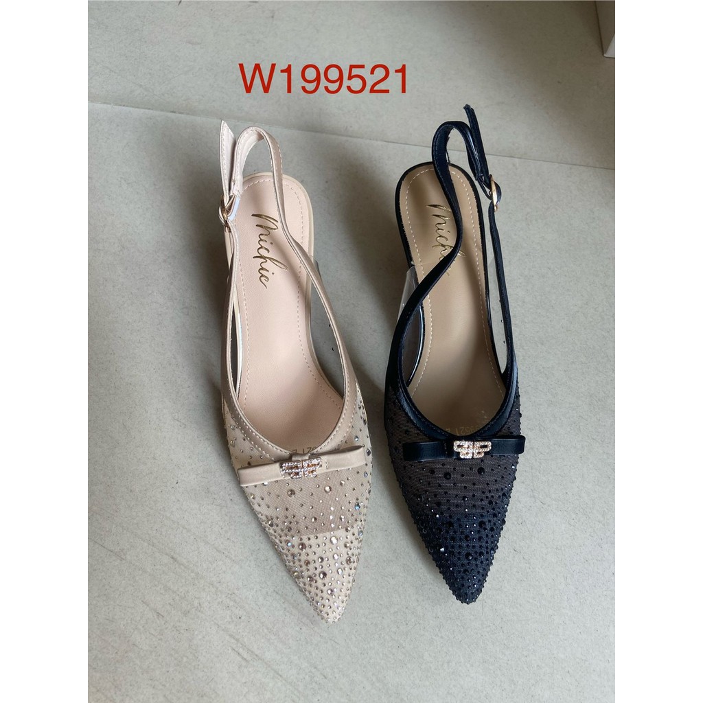 Divina Bow Swarovski Slingback/Sepatu Tali Belakang Pita Payet