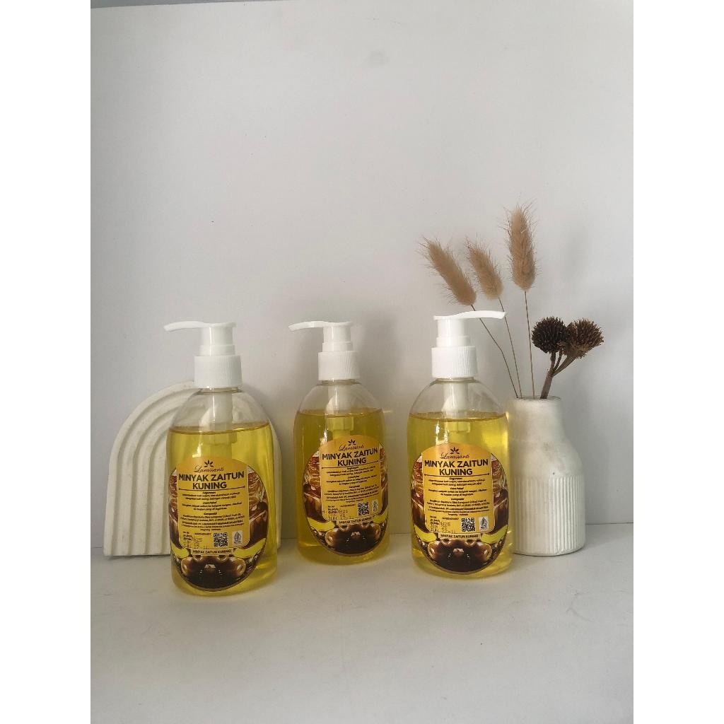 BPOM MINYAK ZAITUN KUNING LARASSANTI 250ML BOTOL PUMP | HALAL MUI | BPOM | UNTUK KULIT GROSIR