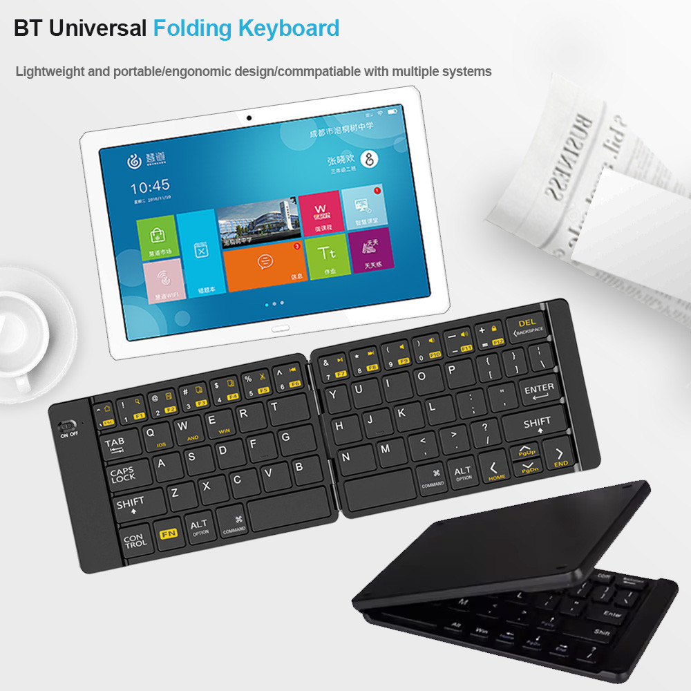 Foldable Wireless Keyboard Ultra Slim Bluetooth Keyboard Reargeable Portable Fog Keyboard for Tablet