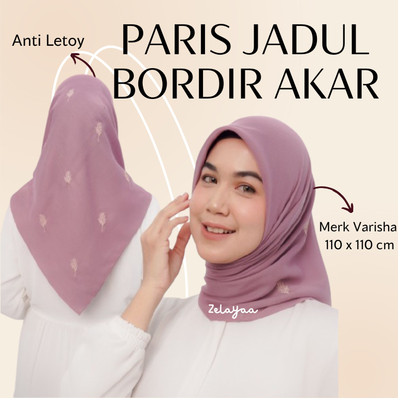 Hijab Paris Jadul Varisha Bordir Motif Akar