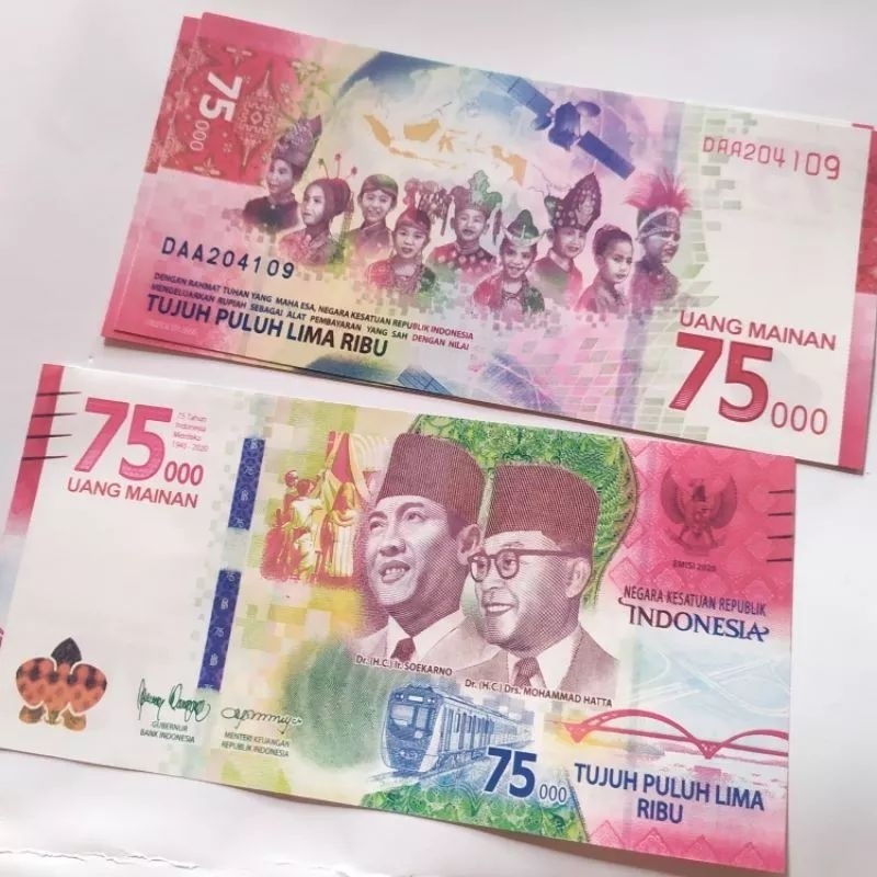 ( BISA COD ) 100LEMBAR 75rb UANG  MAINAN BUAT MAHAR PERNIKAHAN / UANG MAINAN BUAT EDUKASI ANAK ANAK 