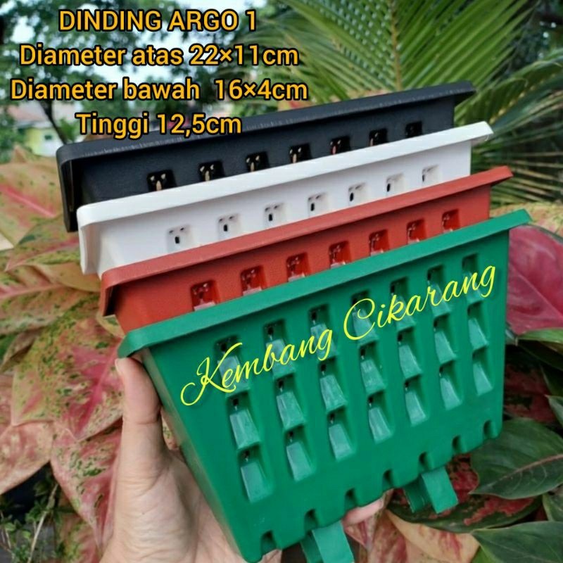 (1pc) BJP DINDING ARGO 1 (21*11) : pot bunga plastik tempel dinding pagar kawat ram tebal bagus cant