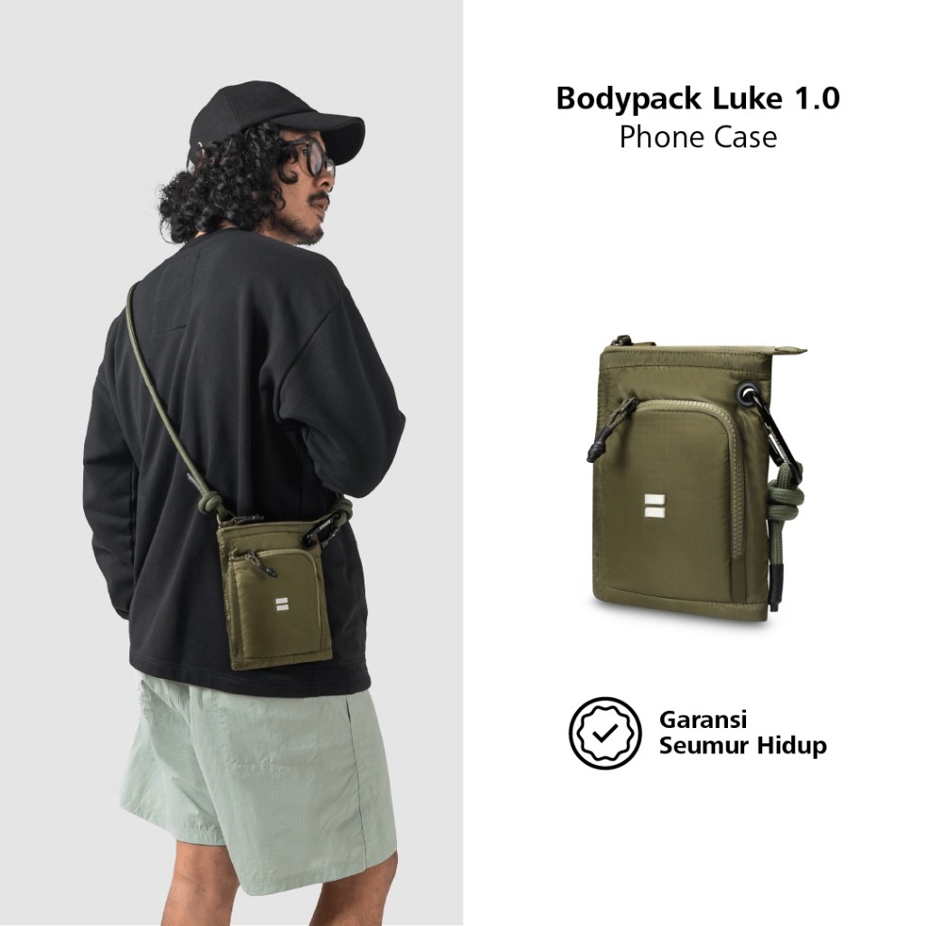 BAGINBRO Bodypack Luke 1.0 Phone Case 15 Inch Tas Selempang Kecil Dompet Hp Praktis - Olive