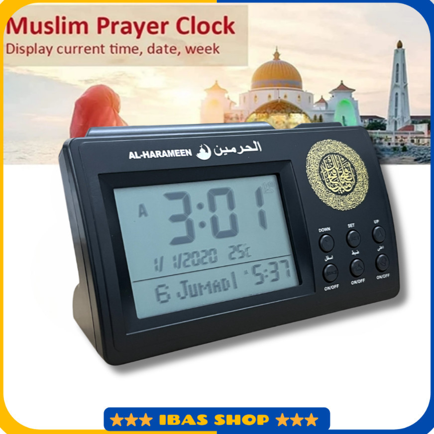 Jam Meja Digital Alarm Adzan Muslim Prayer Watch Clock - HA-3006