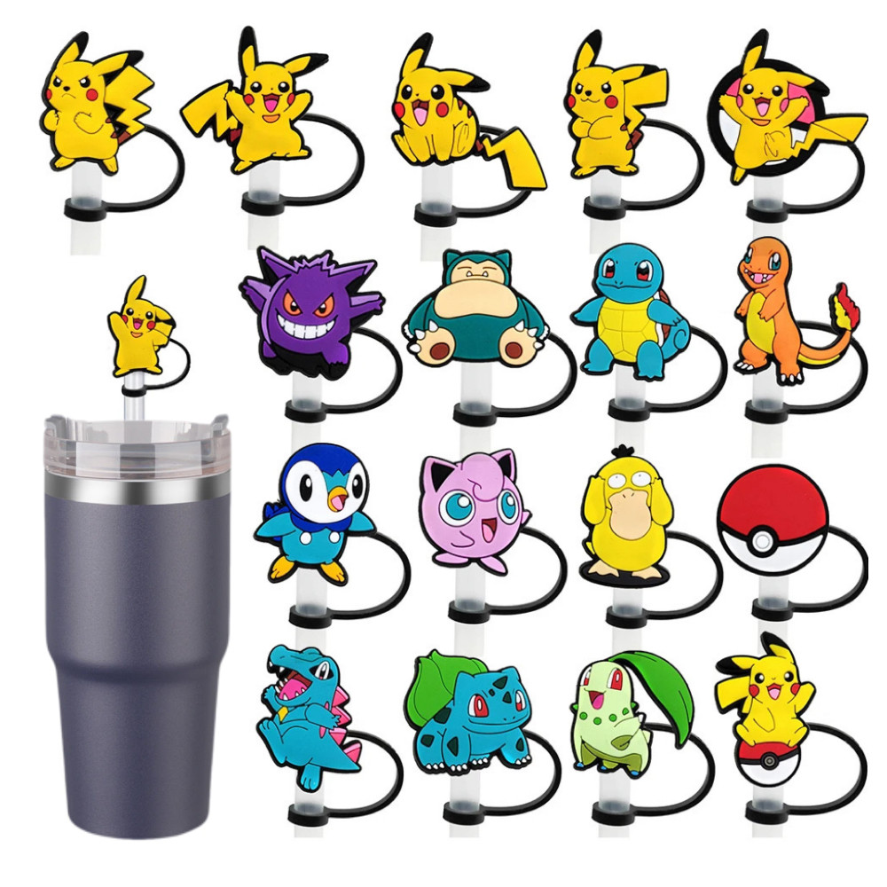 1/10/20PCS Japanese anime Straw Cover Cap Drink Straw Plug Reusable Splash Proof Drinking Fit Cup St