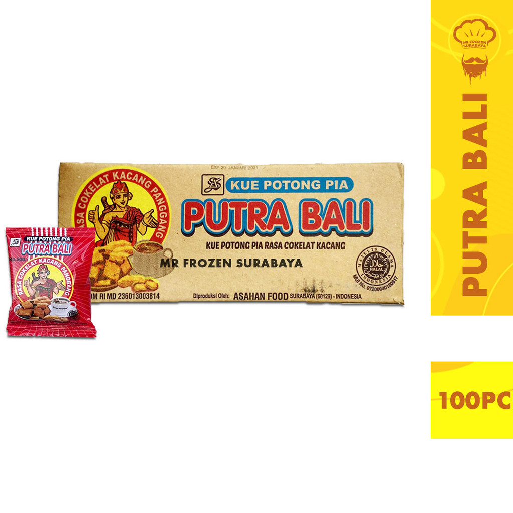 [1 DUS] Kue Potong Pia Putra Bali Coklat dan Kacang Hijau isi 100 pcs