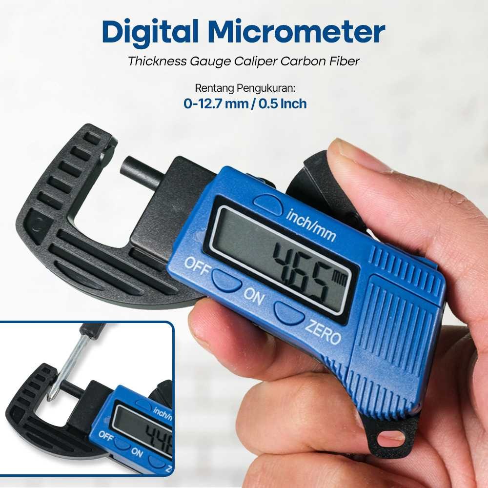 MM - Digital Micrometer Thickness Gauge Caliper Carbon Fiber - TDT25