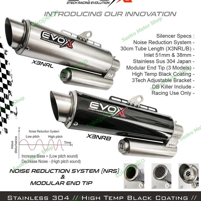 Knalpot 3Tech EvoX X3NRS Z3NRL X3NRB X3NRC Fullsistem 1 Suara Racing - X3NRC, 100-135cc