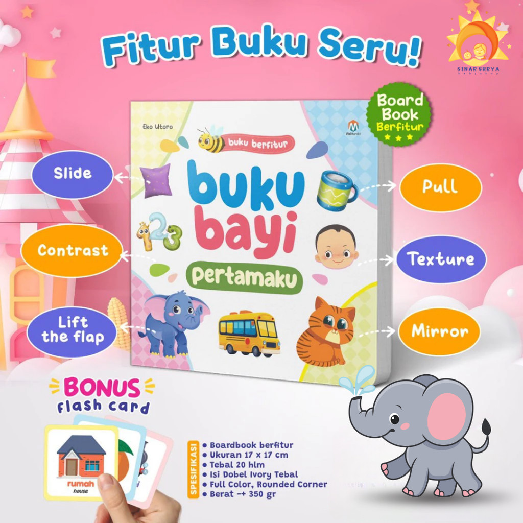 Buku Bayi Pertamaku Ziyadbooks | Boardbook Edukatif Bayi 0+ Tahun | Buku Bayi Tebal & Aman Digigit -