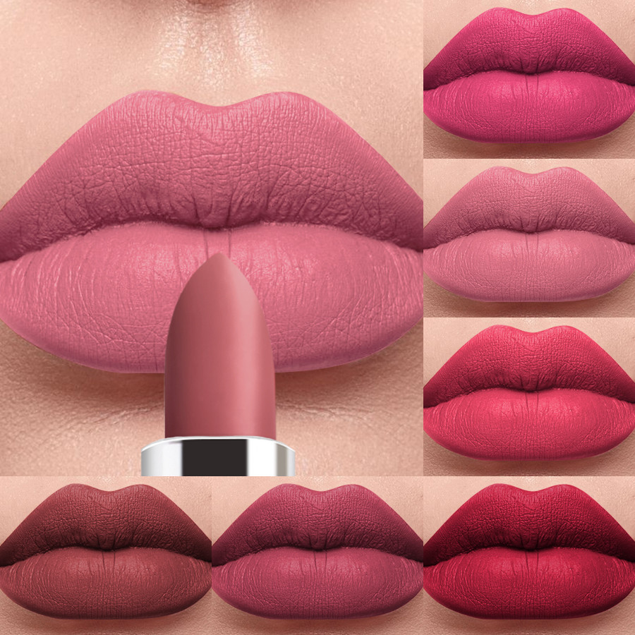 Lipstik Coklat Nude Tahan Air Seksi Merah Matte, Lipstik Warna Kontur Tahan Lama, Lipstik Lipliner C