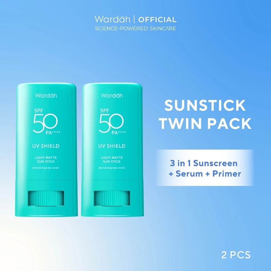 TWINPACK Wardah UV Shield Airy Smooth, Acne Calming, Aqua Fresh, Essential, Tone Up, Physical Sunscr