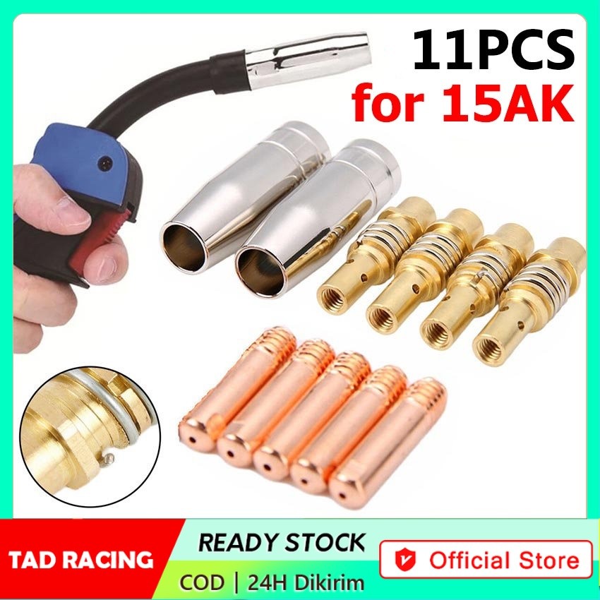【TADRACING】11Pcs Nozzle MB-15 Kontak Konektor Gas 15ak Mig / Mag MB-15 MIG Welding Torch Nozzle Cont