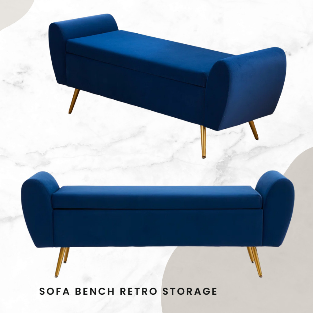 ( 10 )sofa bench storage retro uk 130 cm, 140 cm, 150 cm, 160 cm, 170 cm, 180 cm ada box penyimpanan
