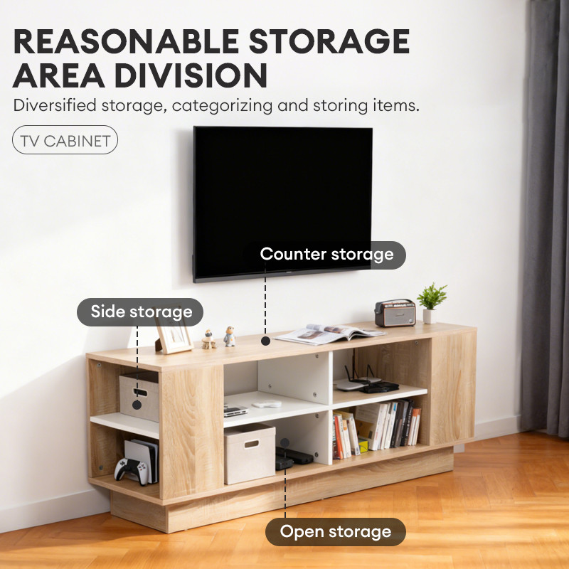 duituolm Meja TV Rak TV Kabinet TV Kapasitas Besar Kabinet TV Rumah Sederhana Kabinet TV Putih Oak