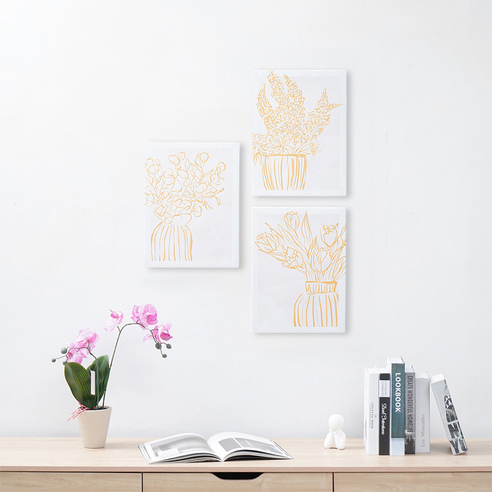 Informa 30X40 cm Set 3 Pcs Hiasan Dinding Kanvas Print Flower X22 Wall Art Decoration Lukisan Canvas