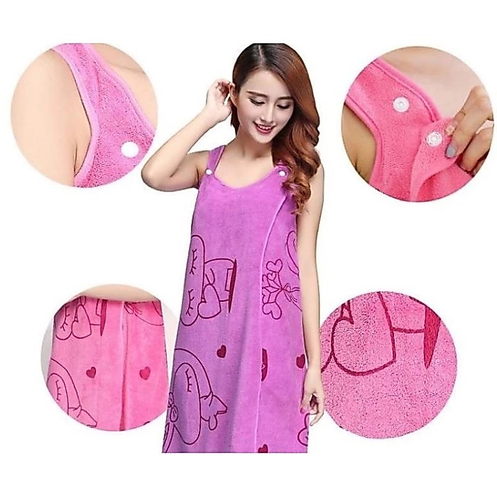 Baju Selimut Jubah Handuk Kimono Mandi Wanita Dewasa Ringan Daster Tidur Renang Serap Air Bath Towel Travel Dress Bathrobe Wearable Cloth
