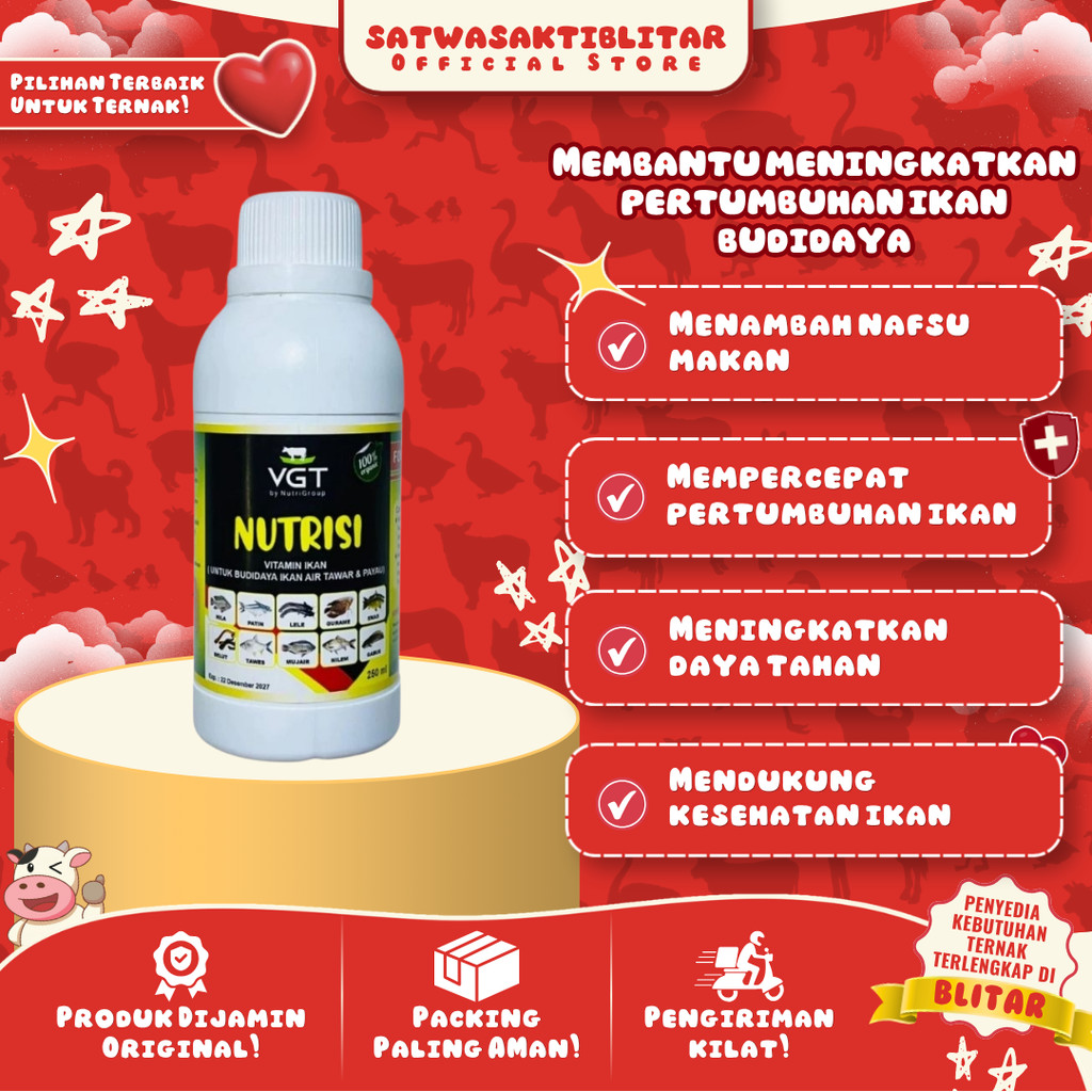 VGT Nutrisi 250ml Untuk Ikan - Nutrisi Organik Penggemuk, Mempercepat Pertumbuhan Ikan dan Udang