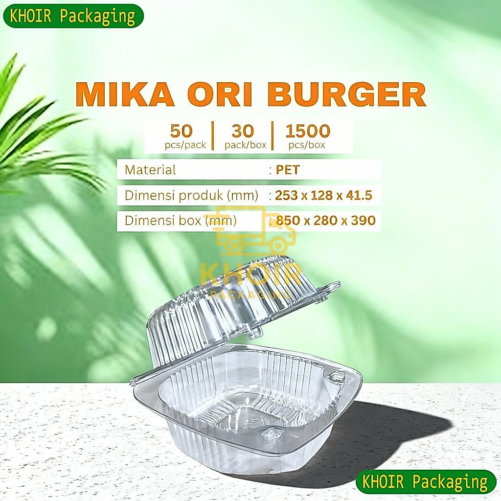 [ISI 50 Pcs] Mika Burger Bening Transparan / Tempat Burger / Tray Burger / Mika Bolu / Mika Hamburge