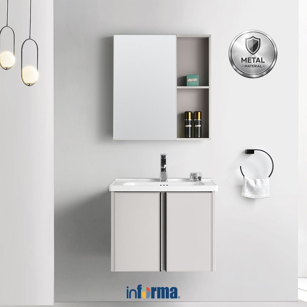 Informa Damon Set Kabinet Kamar Mandi - Abu-Abu Taupe Muda Lemari Toilet Kabinet Wastafel Rak Mandi 