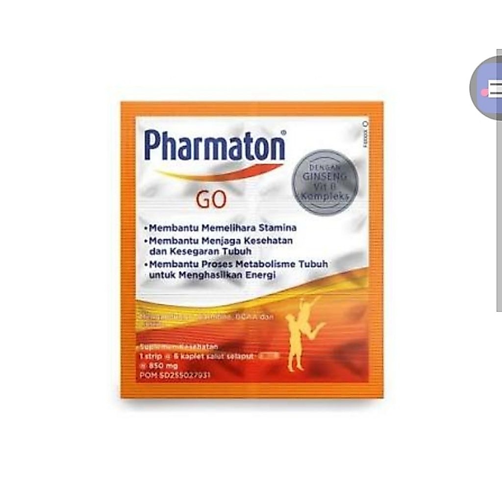 MULTIVITAMIN KESEHATAN/ VITAMIN / SUPLEMEN TUBUH / PHARMATON GO 1 STRIP