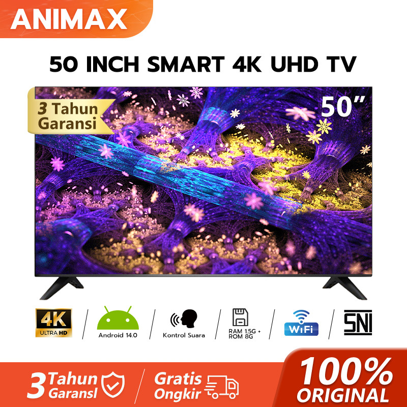 ANIMAX TV Smart 50 inch Android TV 4K UHD -Youtube - Google Assistant - Dolby Audio - Android 11.0 -