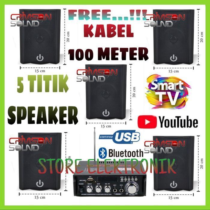 Sale... Paket Sound Cafe Gantung 5 Titik Amplifier Bluetooth Usb..
