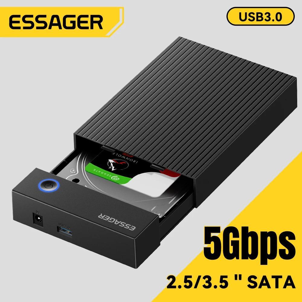 Essager 35inch SATA HDD SSD Enclosure Dock USB 30 5Gbps External Case for 25 & 35 Inch Hard Drives T