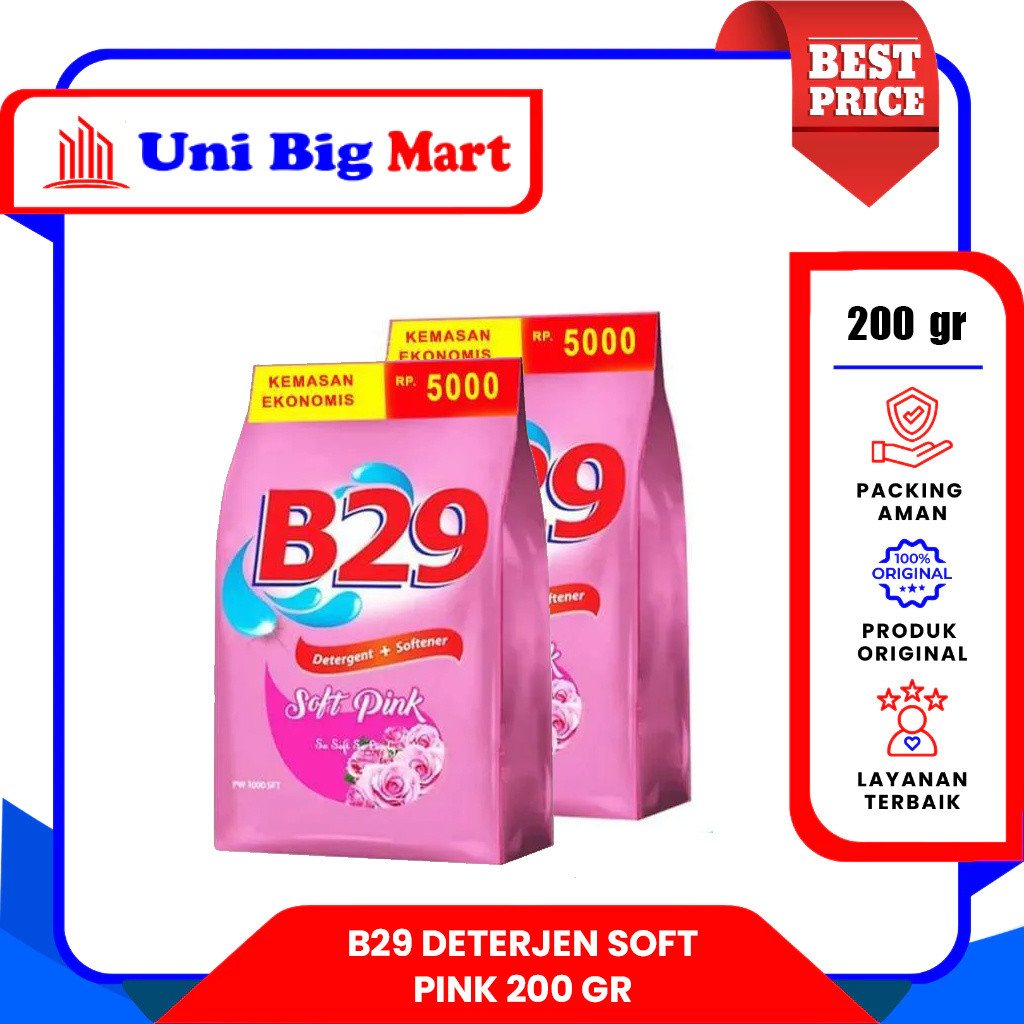 B-29 B29 SABUN CUCI BAJU SOFT PINK DETERJEN BUBUK - 200 gr