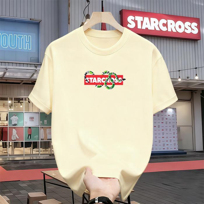 STARCROSS T-Shirt Pria Hitam Print Logo - Baju Santai Sehari-hari Bahan Katun Combed Lembut, Cocok u