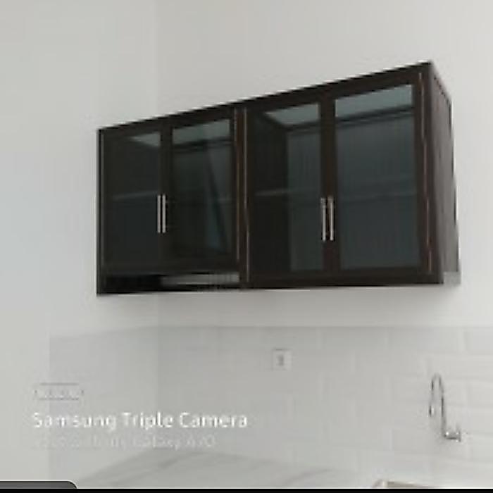 LEMARI DAPUR GANTUNG ALUMINIUM 4 PINTU/CUSTOM TEMPAT COOKERHOOD 150CM.