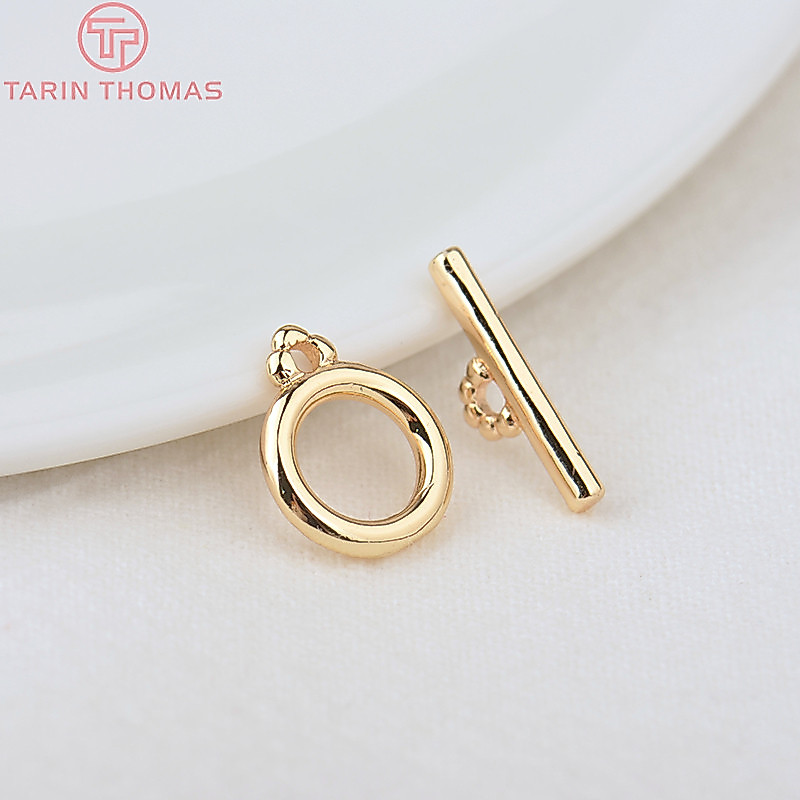 (3439)6 Sets 24K Gold Color Plated Brass Bracelet O Toggle Clasps High Quality Diy Jewelry Making