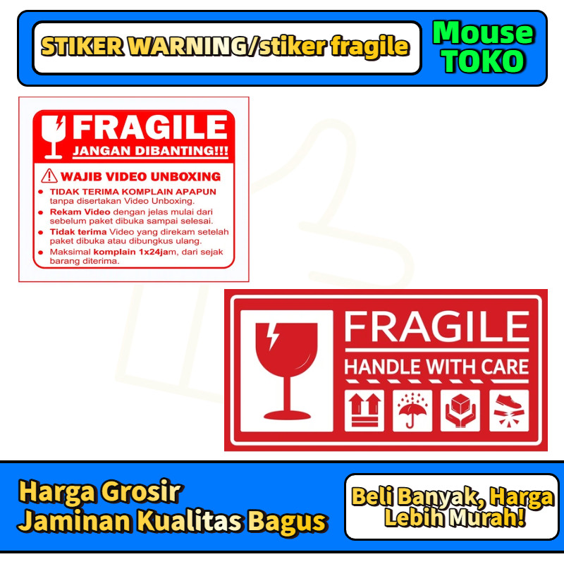 

[TOKO_MOUSE] STIKER WARNING/stiker fragile/label