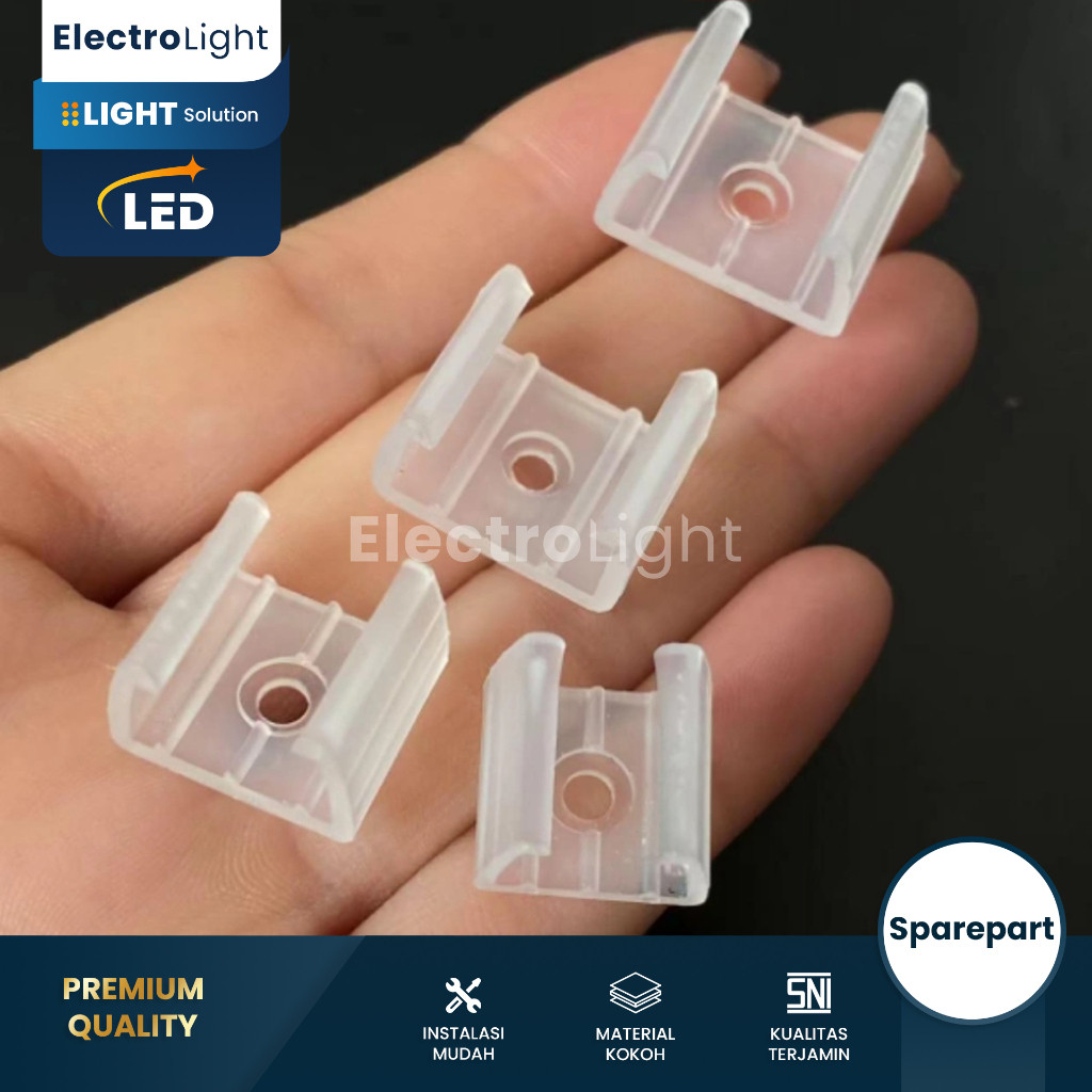 Klem untuk lampu strip neon flex selang silicon pasang dinding plafon