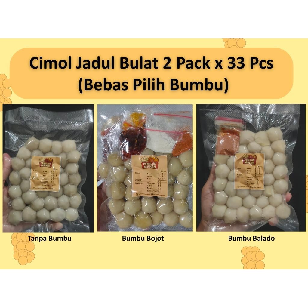 

Cimol Jadul Bulat Frozen 2 Pack x 33 pcs free Bumbu Cemilan Maken Food