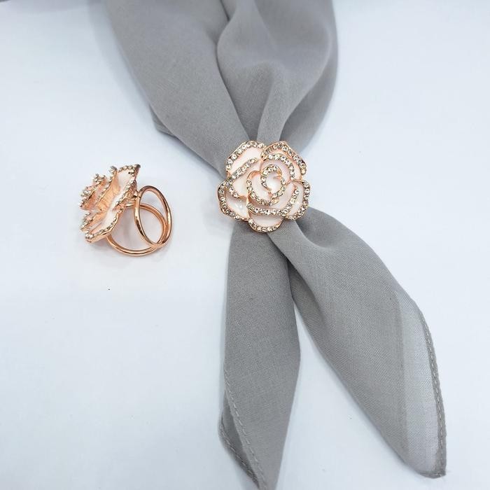 Ring Hijab Kerudung Segi Empat / Aksesoris Hiasan Hijab wanita Bros Cincin mewah Cantik Muslim - Ros