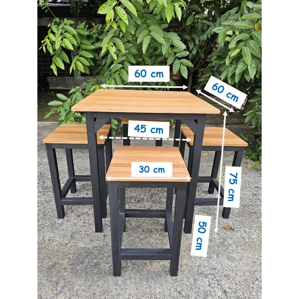 Meja Kursi Cafe / Meja Kursi Resto / Meja Kursi Outdoor - Full Kayu Solid