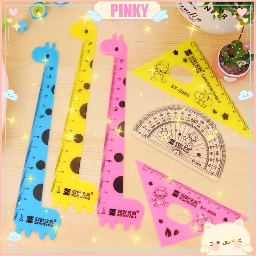 

PENGGARIS PLASTIK 1 SET 4 MODEL BENTUK HEWAN JERAPAH KARTUN LUCU 15CM GIRAFFE RULER