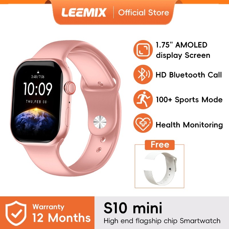 

Leemix S10 Mini Smartwatch 1.75" AMOLED - Slim - BT Calling - Sport Mode & Health Monitoring - Rich Application